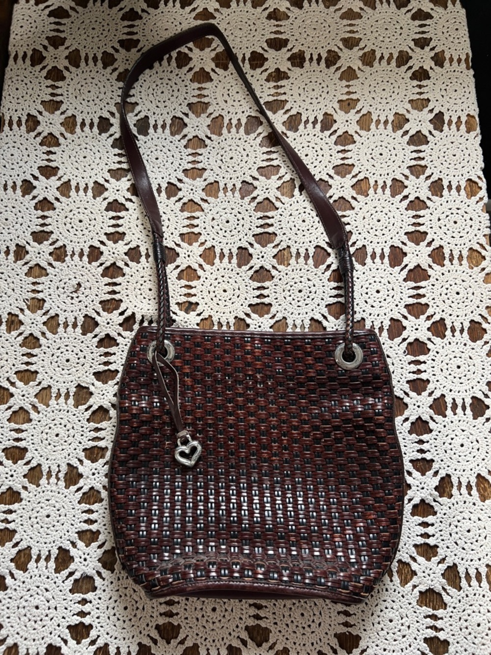 Brighton brown woven purse with long strap